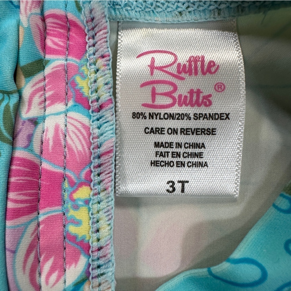 Ruffle Butts Floral Long Sleeve Kids 1 Piece Swimwear Sz 3T - Picture 5 of 7